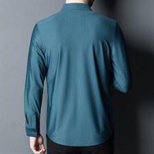 条纹长袖衬衫男薄款春季新款男装中年男士商务休闲衬衣男装图片