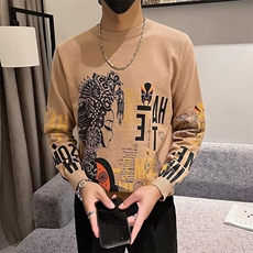 毛衣男士秋冬季加厚潮个性针织衫2024年新款圆领打底线衣男M841，男装针织衫/毛衣，星座1116A-2（原606A-1）