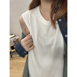 BX01HH-P30 白色老头衫男女无袖背心T恤美式篮球运动坎肩图片