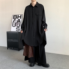 春装山本耀司设计日系慵懒宽松随性中长款飘逸个性大衬衫潮男女，男装衬衫，星座909