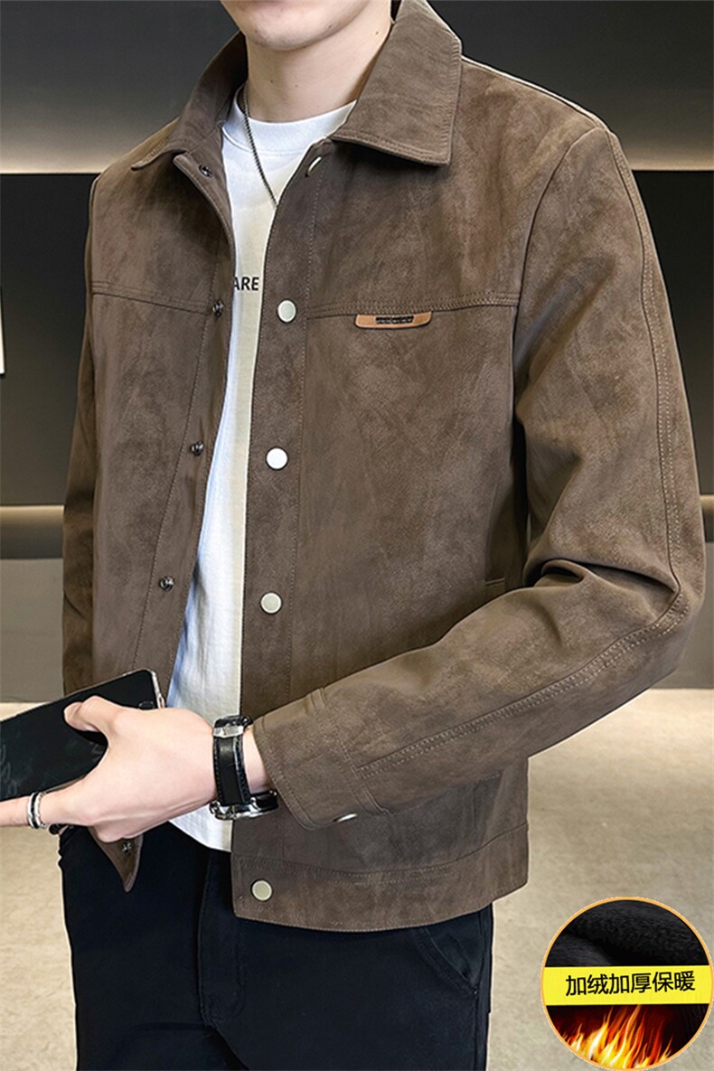 加绒加厚外套男秋冬季款麂皮夹克A313-2001-1-P145188元,男装夹克,电商A313