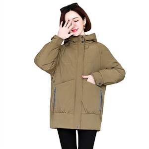 羽绒棉服2023年冬季新款女装时尚撞色休闲中长款加厚中长款棉衣图片