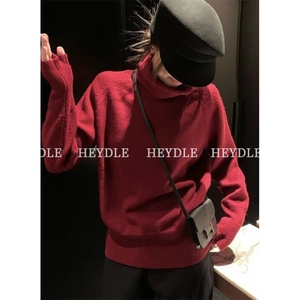 不规则高领毛衣女秋冬松弛感慵懒风蝙蝠袖针织衫上衣 MF1334图片