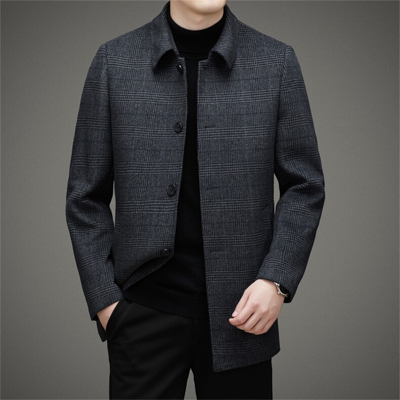 BZA6628钱塘2020-2新款男士水貂领羽绒脱卸羊毛呢派克服外套P260,男装毛呢大衣,钱塘207-2