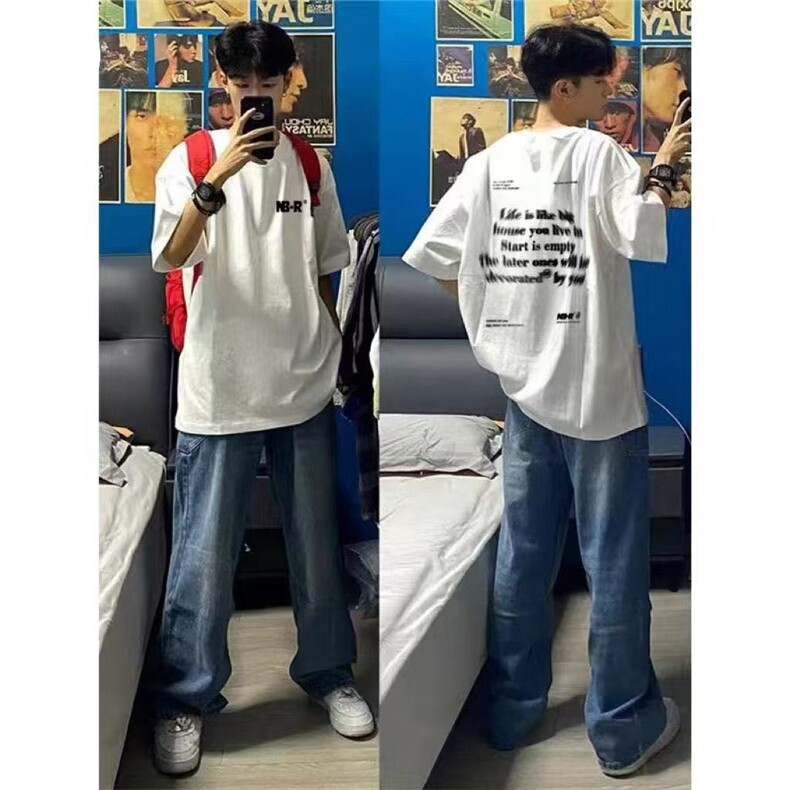 1506/QT0100/31潮牌字母设计印花t恤欧美嘻哈宽松休闲上衣,男装T恤,星座1506