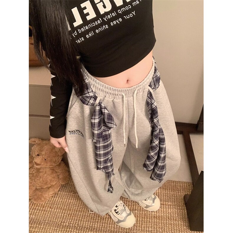 加绒美式嘻哈街舞叠穿可拆卸阔腿裤男女宽松垂感休闲拖地长裤,男装卫衣,星座506A