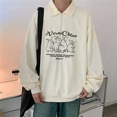美式polo领奶fufu软糯情侣刺绣卫衣男女春秋新款上衣服105/P40，男装卫衣，星座506