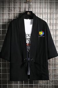 HF59101-P40风汉服男开衫外套七分袖道袍 网格挂拍图片