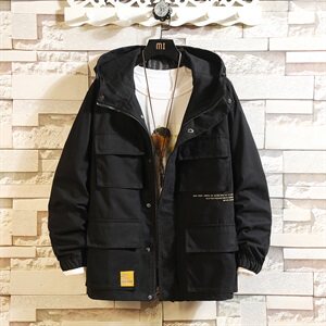2021春秋季新款大码日系男休闲多口袋工装外套连帽夹克J969-P80图片