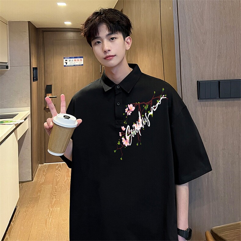 可设48小时支持抖音得物来样二开网眼透气翻领t恤美式短袖POLO衫,男装T恤,电商A486-1