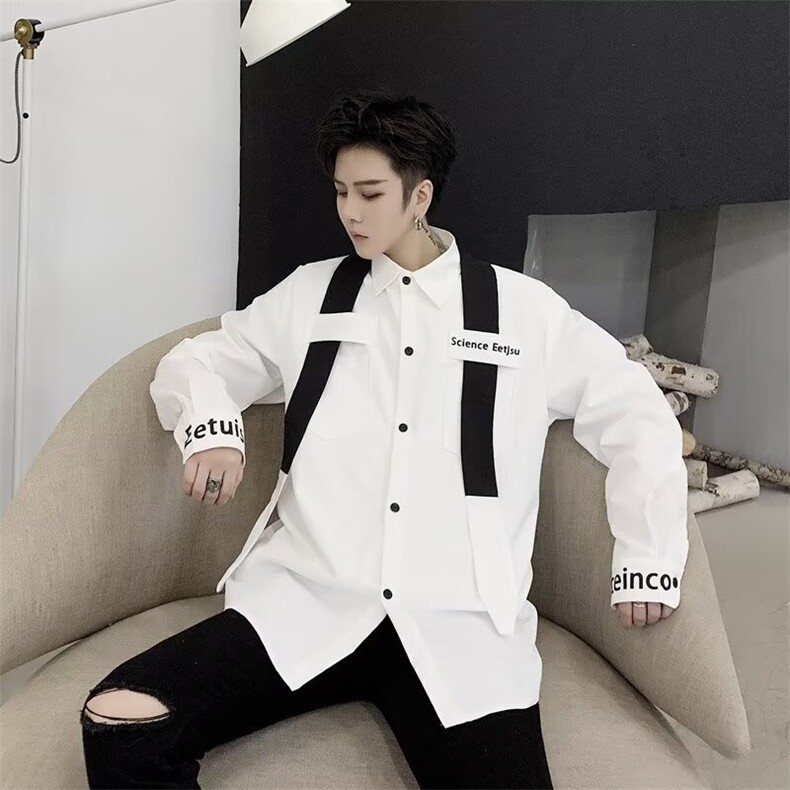 男士长袖韩版潮流帅气原创设计个性字母印花休闲衬衣LL22P40,男装衬衫,星座1013-5