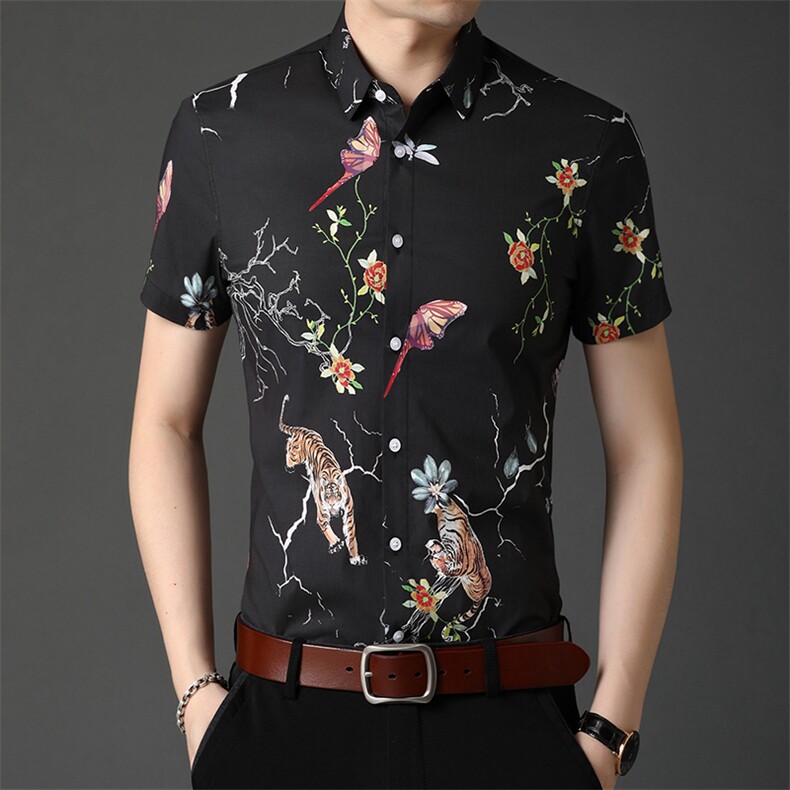 C68802021年夏季新款男式短袖衬衫男商务休闲高端男装,男装衬衫,电商B360