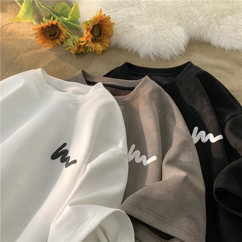 重磅麂皮绒发泡印花短袖T恤大码M~5XL　XZ604-DT302-P35控48,男装T恤,星座604