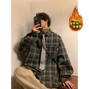 高级感宽松休闲外套保暖长袖格子衬衫男C2160-特P32/C9733-特P40图片