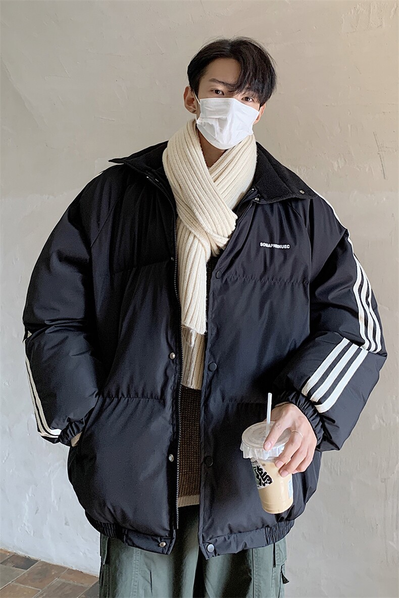 主推港风摇粒绒拼接情侣装棉衣宽松棉服男女冬装外套G1072P118,男装棉衣,电商A339