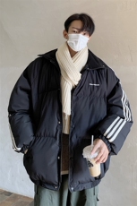 主推港风摇粒绒拼接情侣装棉衣宽松棉服男女冬装外套G1072P118，男装棉衣，电商A339