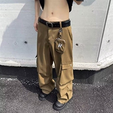 春夏新款美式复古水洗低腰百搭显瘦配腰带休闲阔腿裤长裤KZ65，男装休闲裤，星座1116A（原606A-3）