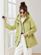 现货2026年春季时尚休闲宽松显瘦中年妈妈风衣外套（帽子可拆卸），女装风衣，靓衣阁