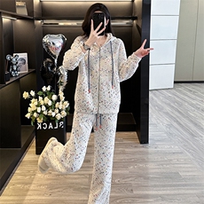 慵懒宽松开衫卫衣长裤少女减龄两件套，女装套装/套裙，江南