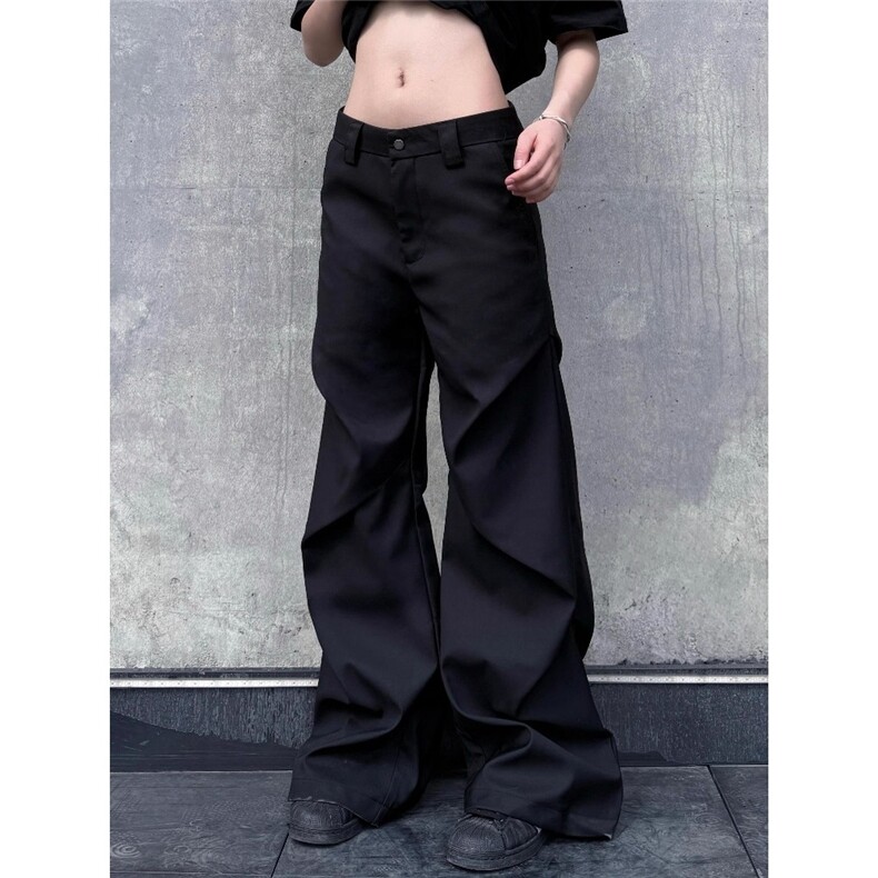 褶皱设计感Cleanfit阔腿西裤男女潮垂感美式vibe休闲裤子,男装西裤,星座1210-1