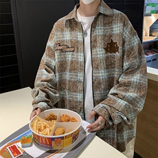 美式复古格子星星夹克外套男女秋冬潮情侣宽松上衣JK09284-P68，男装夹克，星座308B-2