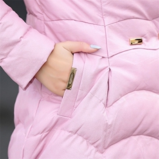 棉衣/棉服2020年冬季纯色甜美优雅简约修身中长款长袖，女装棉衣/棉服，尚娜萱