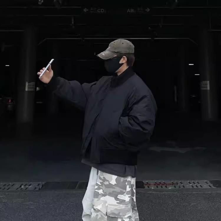 现货26春装美拉德立领飞行夹克纯色复古廓形高街棒球服外套,男装夹克,电商A486-1