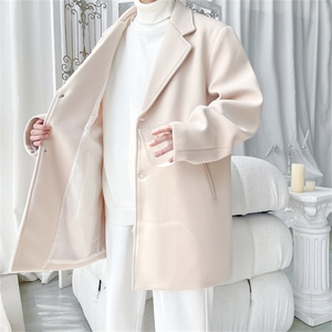 N9109/P90秋冬新款呢料毛呢西服男宽松外套上衣潮流宽松呢大衣图片