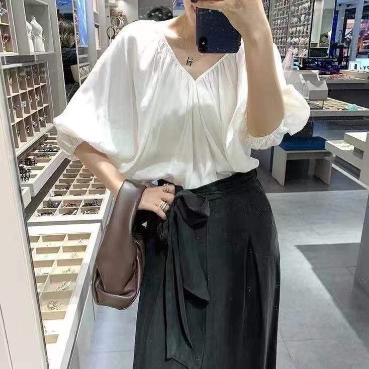夏季新款洋气V领系绳韩版小衫,女装其它,L·H·X