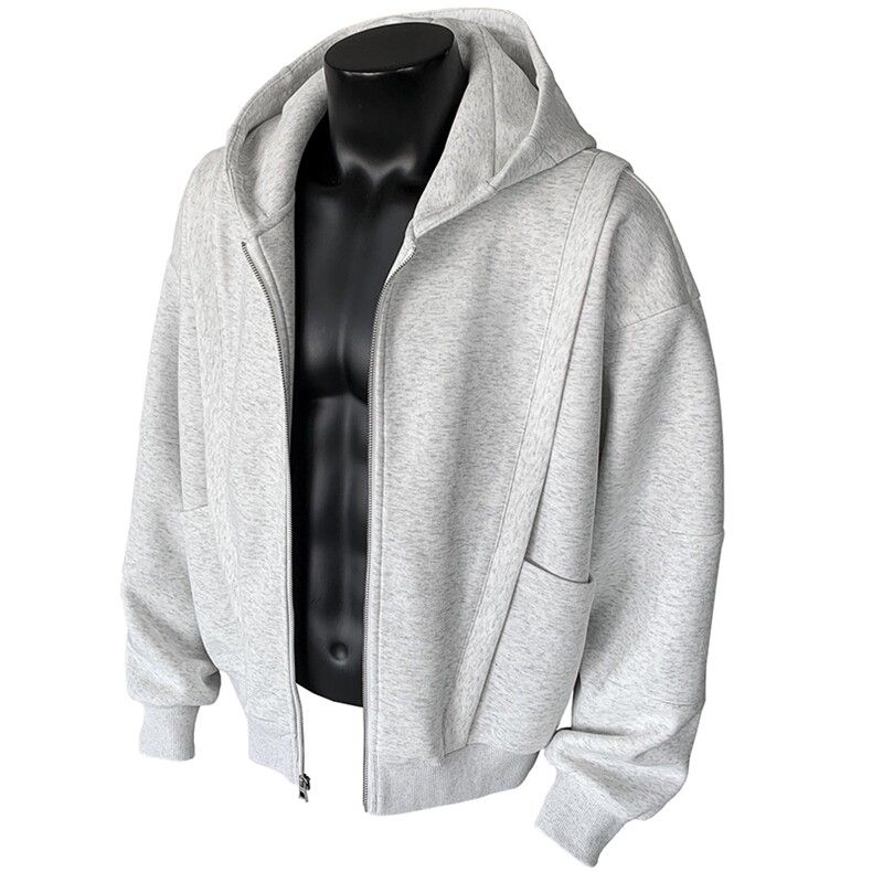 抖音得物高品质二开25秋冬美式重磅宽松结构设计连帽卫衣外套W78，男装卫衣，电商A486