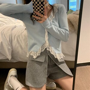 现货  蕾丝拼接小开衫  小女人味图片