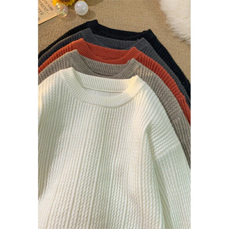 M3983-P60圆领毛衣男秋冬季宽松毛线衣服纯色青少年打底针织衫,男装针织衫/毛衣,电商D310B