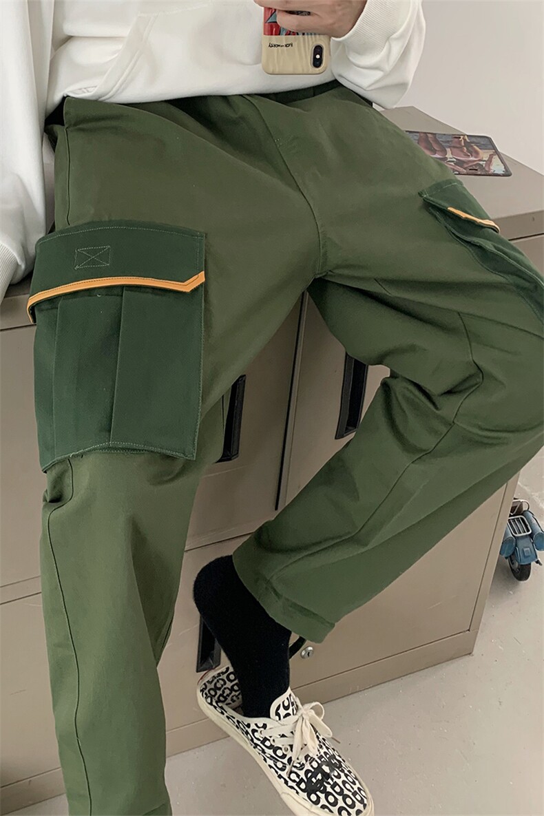 【】A003-AZ129-P55新款大口袋工装裤绑带休闲裤,男装休闲裤,电商A003