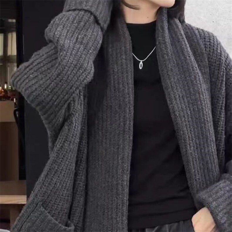2025年秋季新款纯色元宝大码开衫休闲百搭，女装针织衫/毛衣，旭驰羊绒