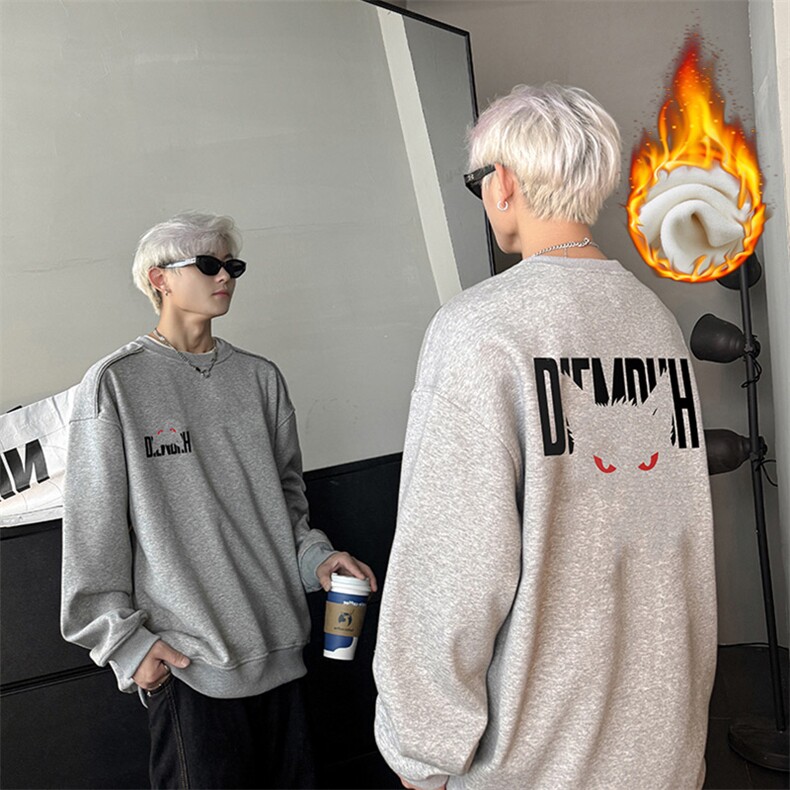 现货WY623-P38小恶魔克重磅圆领加绒卫衣男美式高街潮牌外套,女装短外套,电商A456（原C415）