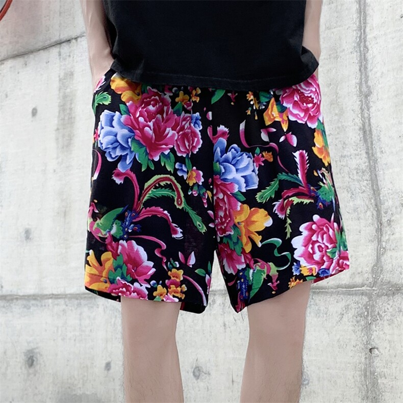 DK2023夏季男士休闲大码人造棉纱透气凉爽东北大花短裤风民族，男装休闲裤，星座115A(原星座507）