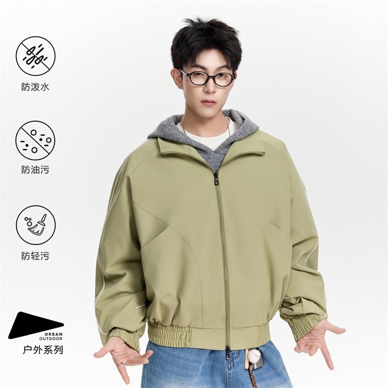2026春季新款轻奢痞帅宽松纯色夹克潮牌外套男士JS5603-P75,男装夹克,星座610（原A335）