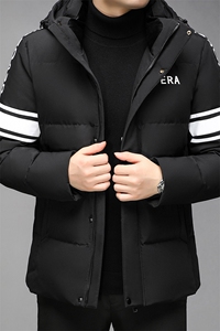 羽绒服男短款2023冬季新款休闲连帽外衣纯色男装外套GR69058-P305图片