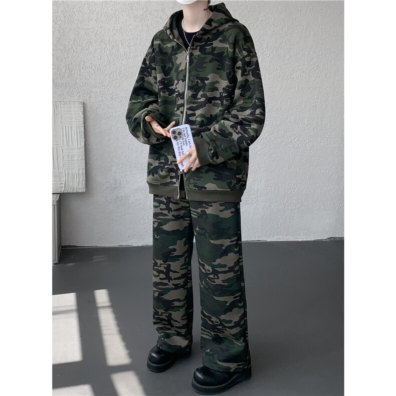 25秋季打工人卫衣卫裤棉街头时尚重磅迷彩套装TZ01/P108,男装休闲套装,电商B318