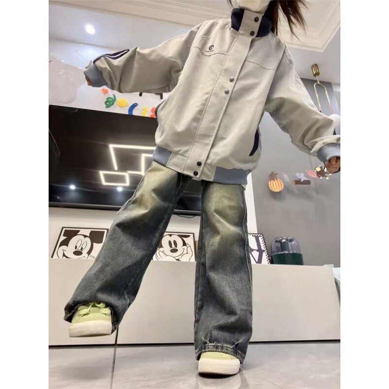 D8865-P75新款字母刺绣拼接立领夹克宽松情侣百搭外套-网图现货,男装夹克,星座603-2
