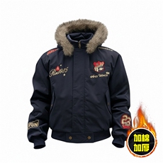 现货高品质美式高街重磅刺绣座山雕大毛毛领棉衣男女加厚棉服外套，男装棉衣，电商A443