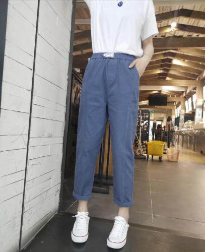 2021新款松紧腰糖果色百搭休闲裤，女装休闲裤，简 影