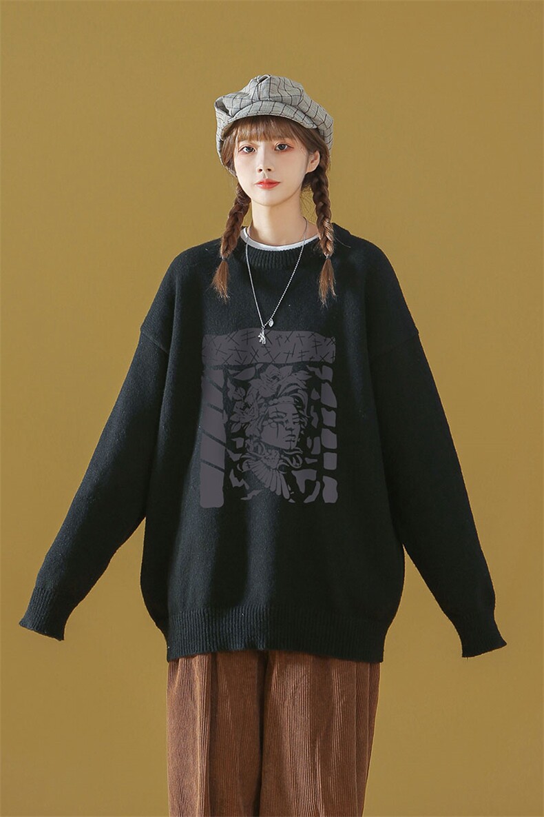 中性22秋/冬潮流时尚ins西海岸宽松百搭圆领套头毛衣M1042P50控68,男装针织衫/毛衣,A247A