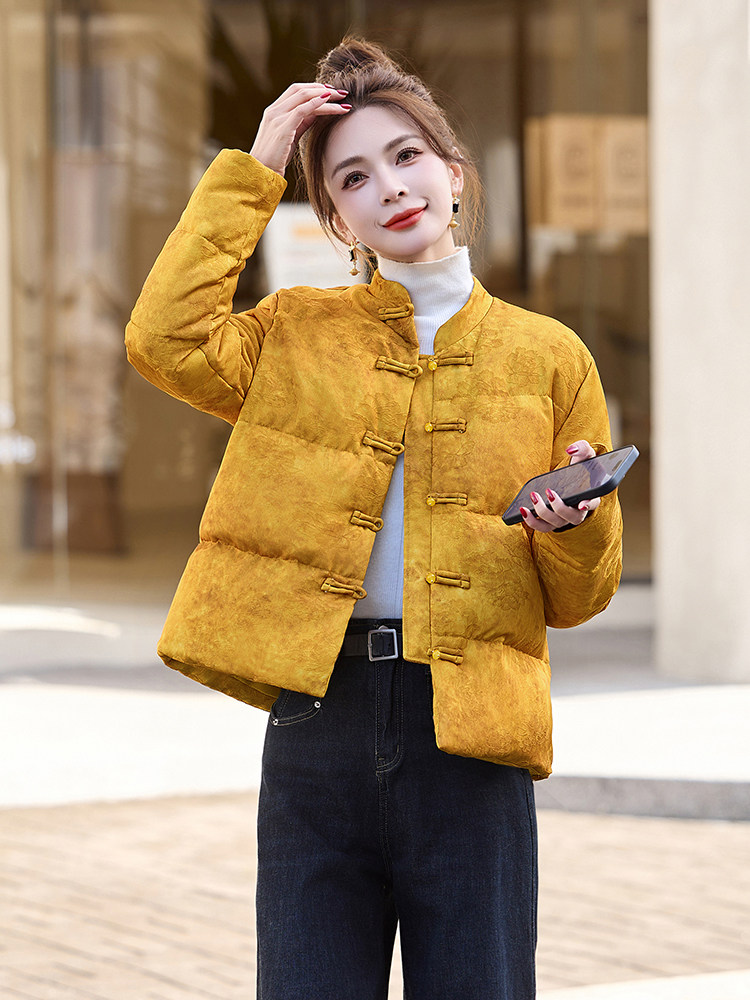 新中式g风羽绒服女2024冬季新款白鸭绒加厚小个子短外套,女装羽绒服,橙子家
