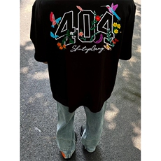 网图有货夏季蜂鸟花卉刺绣短袖T恤男女情侣纯棉宽松上衣A573-P35，男装T恤，星座1505