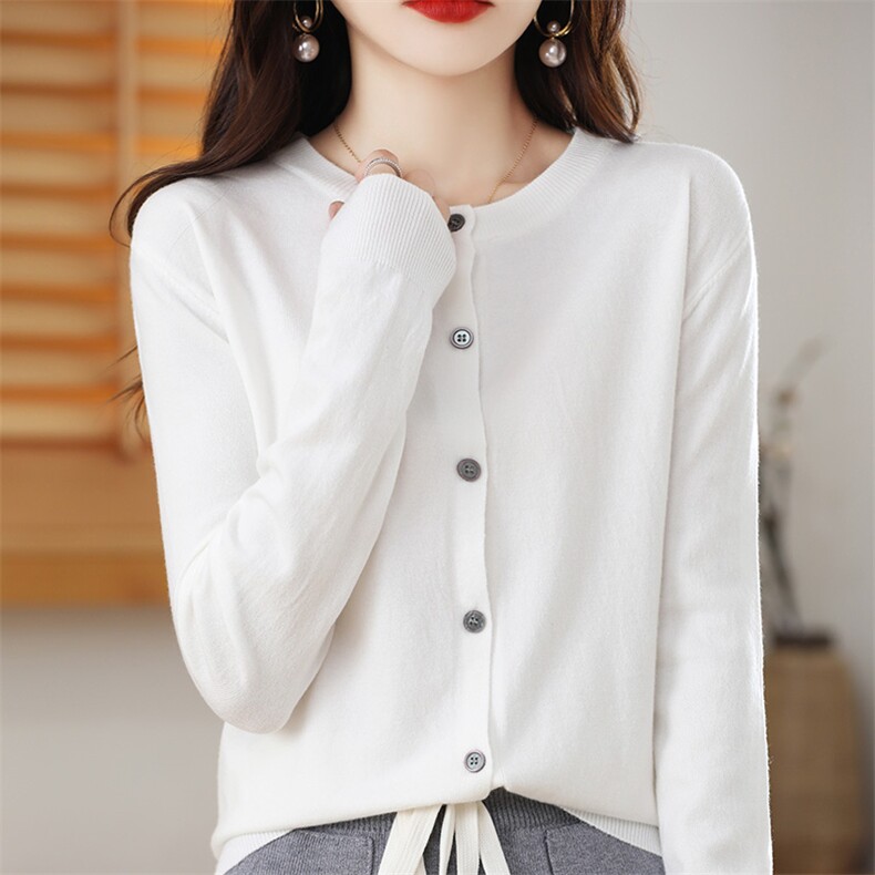 秋冬新款圆领开衫时尚百搭针织衫长袖，女装针织衫/毛衣，众美斯特