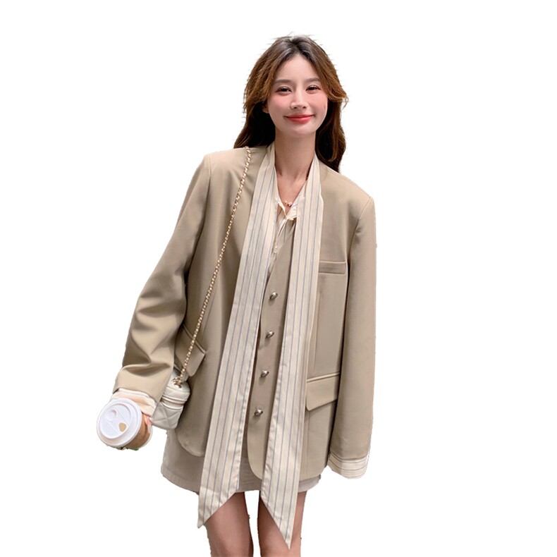 法式小香风蝴蝶结西装外套女2024秋季新款温柔风气质小个子小西服,女装西装,2C029
