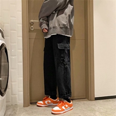 工装牛仔裤男春秋新款宽松阔腿直筒裤ins港风潮流长裤子NK841-P48，男装牛仔裤，星座1008