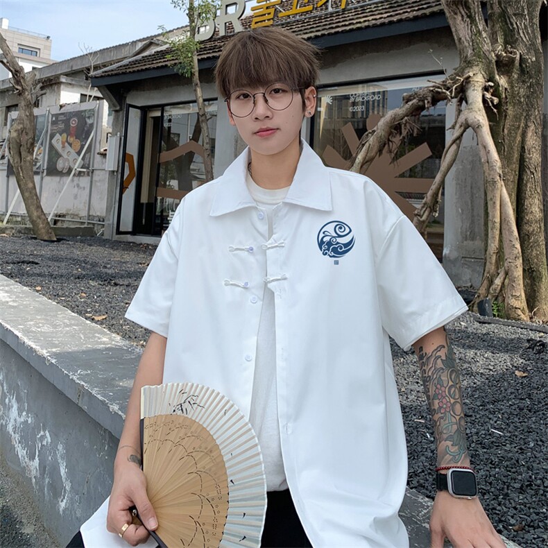 ！2025夏季新款男士新中式短袖衬衫免烫风衬衣CS102特P33图片