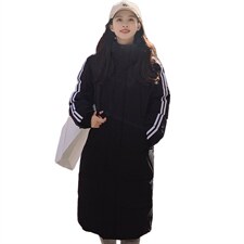 黑色长款羽绒服2024年新款女中长款白鸭绒韩版过膝面包服冬外套爆，女装羽绒服，梦懿尔